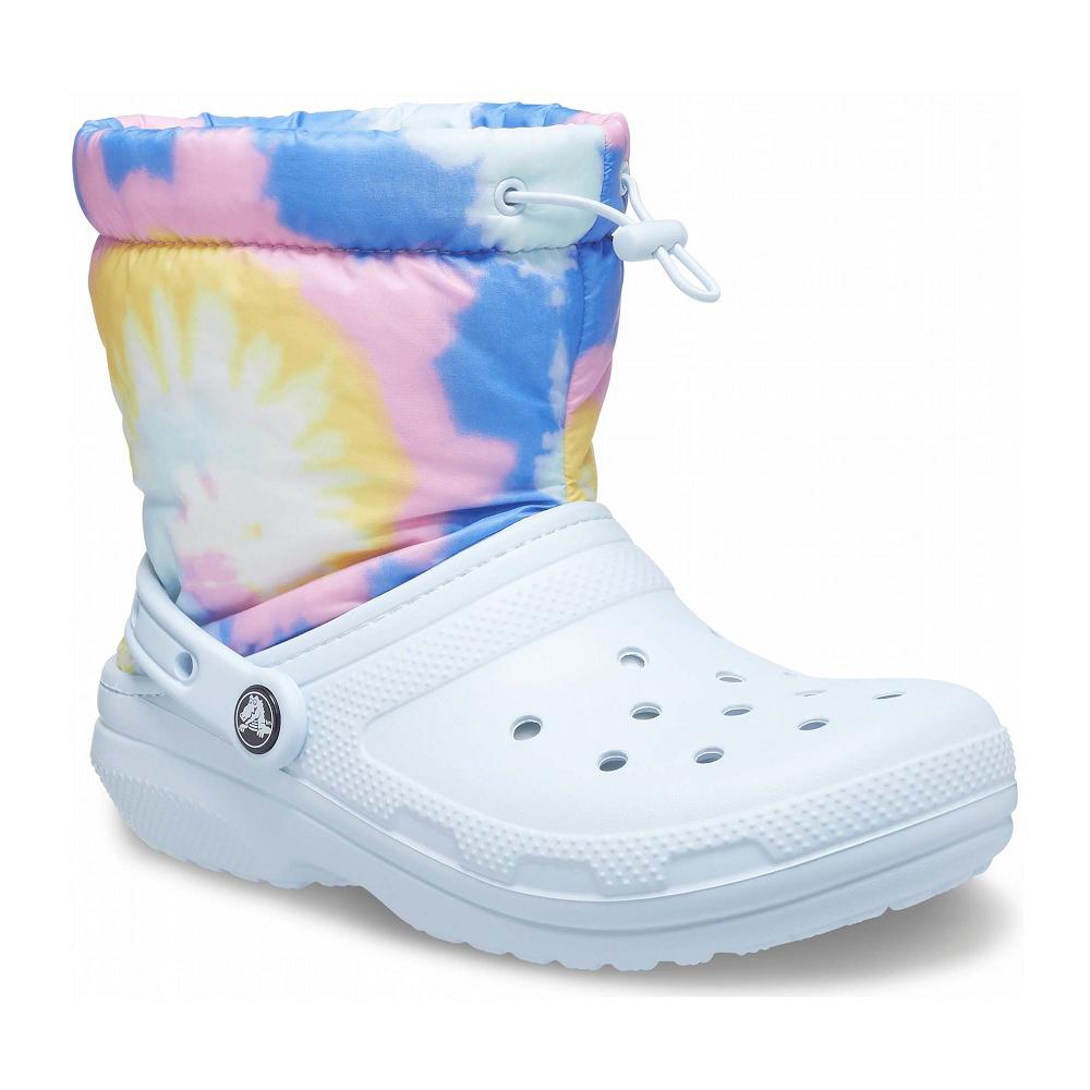 White Men's Crocs Classic Lined Neo Puff Tie Dye Boots | NZ 0709UZGT